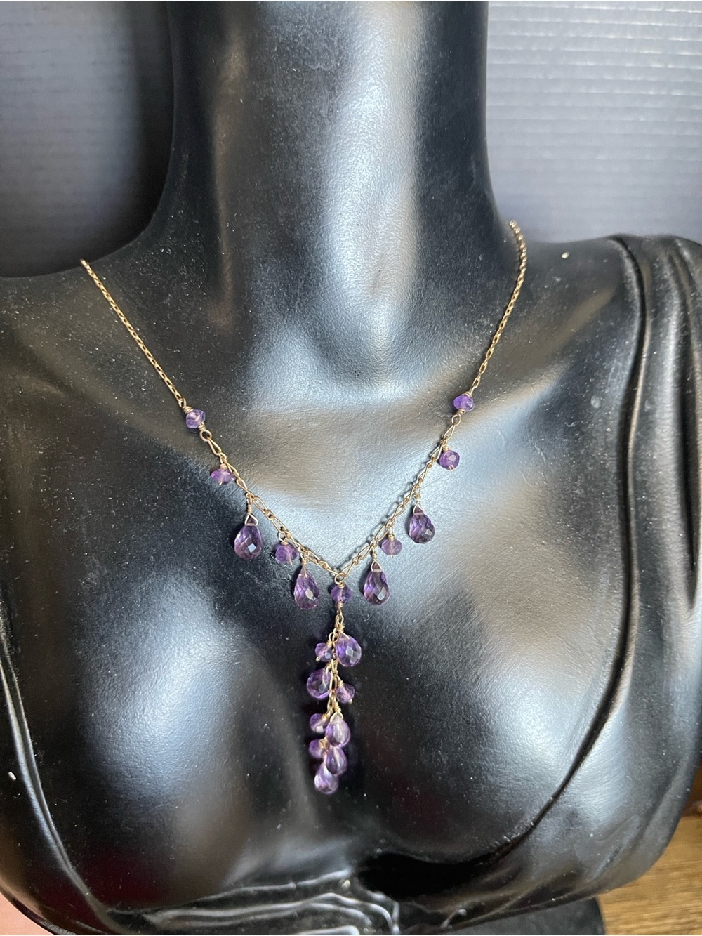 Amethyst gold filled chandelier dangle 14/20 necklace